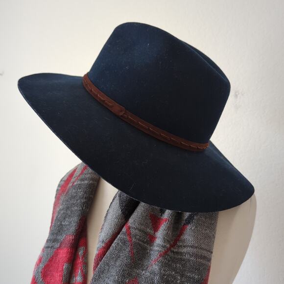 rag & bone Women\'s Hat Small Fedora Felted 100% Wool Blue Country Boho‎ Festival main image 4